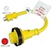 Conntek 14405 RV/Marine Pigtail Adapter Standard US 15 Amp w/Locking Screw to 30 Amp Locking w/LED Indicator