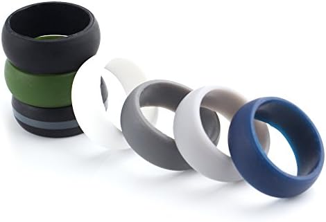 ELSKA Silicone Wedding Rings for Men 4Pack & 7Pack of Mixed Designs Beveled Thin Cool Premium Best Rubber Bands