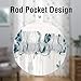 Blue Sheer Curtains 84 Inches Long, Floral Embroidered Rod Pocket Sheer Drapes for Living Room, Bedroom, 2 Panels, 52