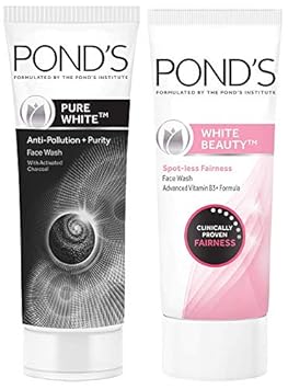 Pond's Pure White Anti Pollution With Activated Charcoal Facewash, 100g & Pond's White Beauty