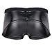 YiZYiF Men's Wetlook Leather Underwear Double Zipper Pouch Trunks Boxer Briefs Black Large(Waistline 33.0-41.0