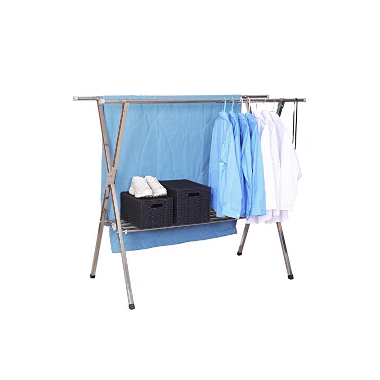 Reliancer Heavy Duty Clothes Drying Rack Stainless Steel Foldable Rack