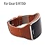 HWHMH 1PC Replacement Stainless Steel Metal Band/Genuine Leather Band Strap for Samsung Galaxy Gear S SM-R750 Smart Watch (No Tracker) (Leather, Brown)