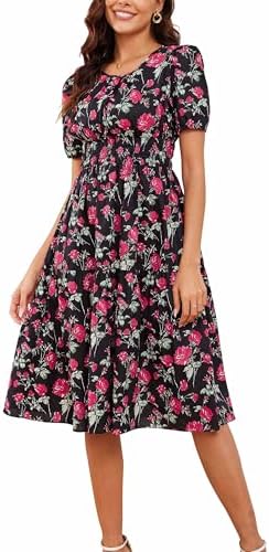 hilary radley ladies' short sleeve dress Hilary Radley Women's Short Sleeve Dress (Olive Combo, Medium)