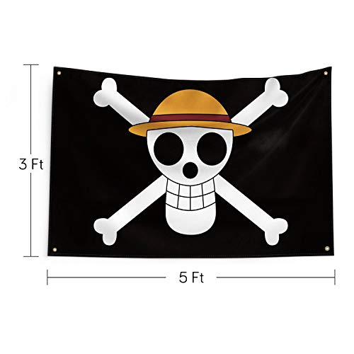 Luffy One Piece Jolly Roger Pirate Flag With Straw Hat Heavy Duty With Brass Grommets For College Dorm Room Man Cave Frat Wall Outdoor Flag 3x5ft Amazon Sg Garden