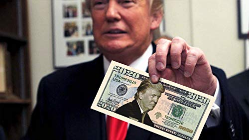 American Art Classics Donald Trump 2020 Re-Election - Pack of 10 - Presidential Dollar Bill - Limited Edition Novelty Dollar Bill. Full Color Front & Back Printing with Great Detail.