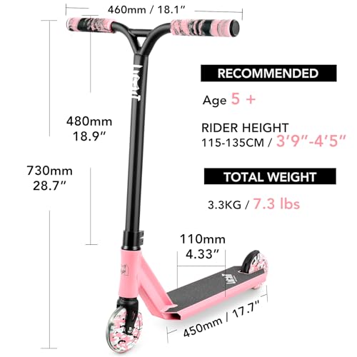 Limit LMT68 Mini Pro Stunt Kick Scooter – Short and Small Freestyle Trick Scooters for Kids Ages 5 Years and Up-Professional Complete BMX Scooter Perfect for Beginners Children Boys and Girls Gifts