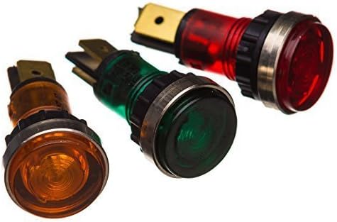 Panel neon indicator GREEN/RED/AMBER lamp with chrome bezel 12mm (RED) [Energy Class A+]