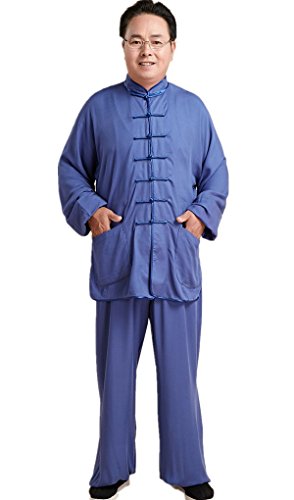 Shanghai Story Martial Arts Men's Tai Chi Uniform Cotton Kung Fu Suit(Blue,L)