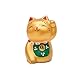 THY COLLECTIBLES Hand Painted Golden Feng Shui Mini Maneki Neko Lucky Cat Fu (Fortune)