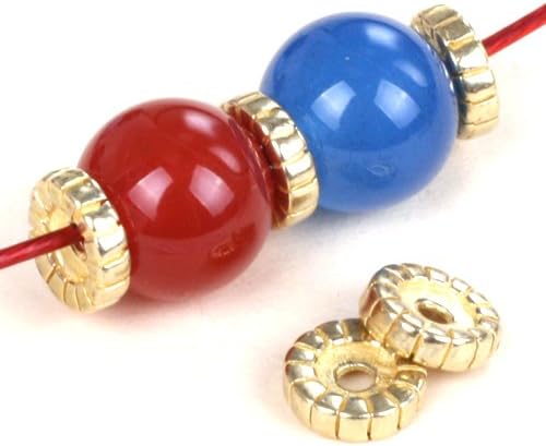 GEM-inside GSP0192 10pcs Yellow Gold Plated Tibetan Jewelry Making Roundelle Heshi Spacer Beads 2x8mm