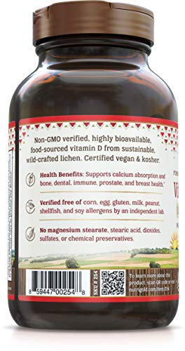 NutriGold Vitamin D3 1000 IU, 120 Vegan Capsules (Vegan D3 from Lichen, GMO-Free, Preservative-Free)