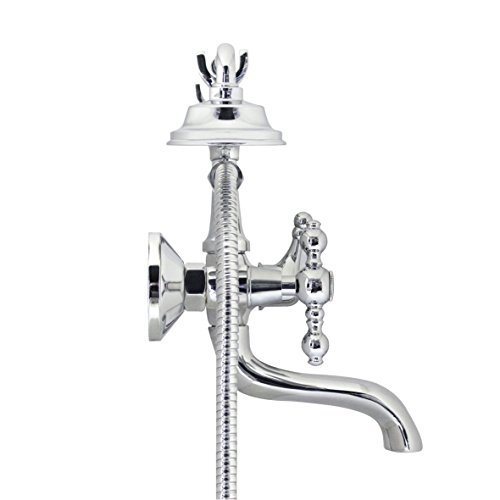 MODONA 6" European Style Tub & Shower Mixer with Porcelain Hand Held Shower Set – Lever Handles - Made of Brass - Thumbnail 2