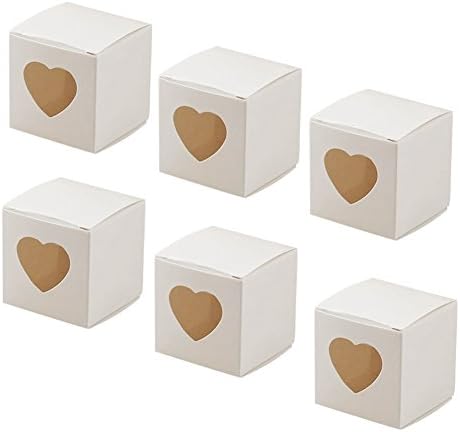 Lothver 50PCS Heart Shaped Love Kraft Paper DIY Candy Boxes Wedding Gift Package Boxes Retro Kraft Paper Wedding Boxes