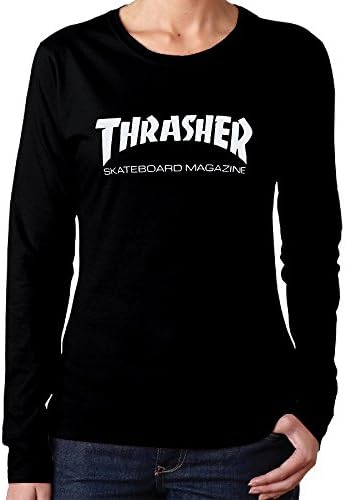 Attractive Women Thrasher Skateboard Magazine Long Sleeve Tee Shirts