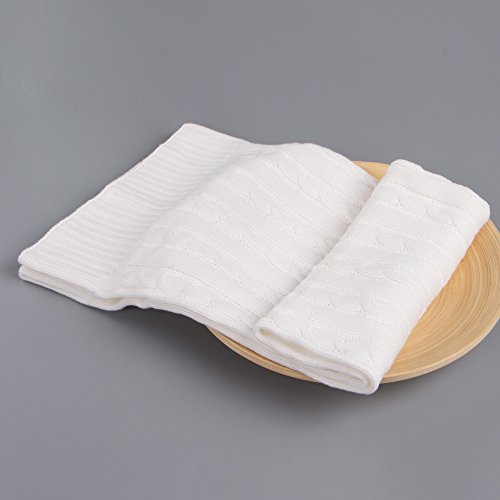 image for NTBAY 100% Cotton Cable Knit Toddler Blanket Throw Blanket Super Soft 