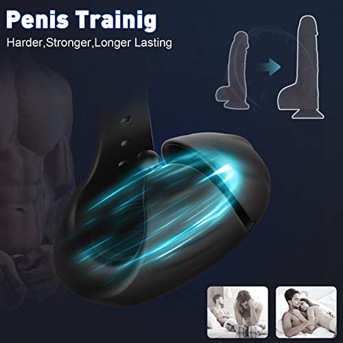 Urnight Penis Vibrator Male Masturbators Penis Massager with 8 Vibration Modes,Glans Trainer Masturbation for Retarded Ejaculation,Adjustable Vibrating Size Sex Toy for Male