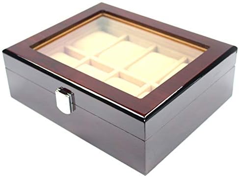Carlcoo Wooden Watch Box Display Storage Wood Chest Jewellery Case Organiser -W5