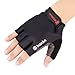 BOODUN Cycling Gloves with Shock-absorbing Foam Pad Breathable Half Finger Bicycle Riding Gloves Bike Gloves B-001, Simple Black, Large