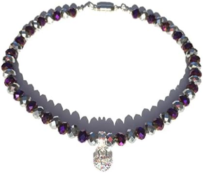 Silver Plated Heart Charm Magnetic Clasp Bead Necklace for Girls 4-8 years