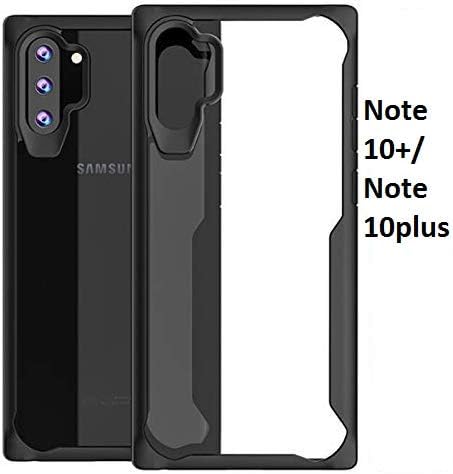 mobbysol® Sasmung Galaxy Note 10+ / Samsung Note 10 Plus Back Transparent Soft Back Cover with Soft Cushion Case for Sasmung Galaxy Note 10+ / Samsung Note 10 Plus (Black) (Note 10+, Auto Black)