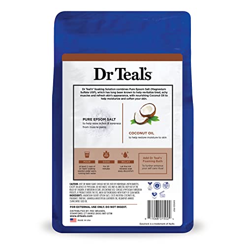 DR TEAL’S SALT SOAK WITH PURE EPSOM SALT, NOURISH & PROTECT WITH COCONUT OIL, 3 LBS