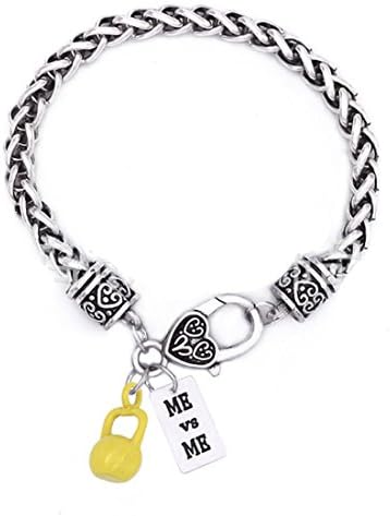 ME VS ME Bracelet, Yellow kettlebell Charm Bracelet, Workout Jewelry , Weightlifting Jewelry