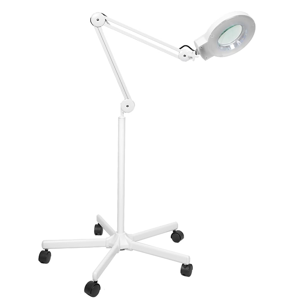Sanqiao 5X Magnifying Vertical Lamp Floor Stand LED Magnifier Lamp Adjustable Beauty Light Beauty Salon Tattoo Nail Skin White