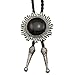 Vintage Silver Sun Faux Obsidian Leather Line Dance Rodeo Western Cowboy Bolo Bola Tie