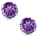 Gem Stone King 1.00 Cttw 14K White Gold Purple Amethyst Stud Earrings For Women Men | Gemstone Birthstone | Round 5MM