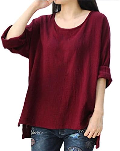 FENZL Women Crewneck Long Sleeve Casual Loose Tops T Shirt Blouse Plus Size