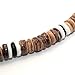 Green Nipa Hut Tiger Brown Coco Bead Hawaiian Surfer Necklace with White Puka Shell and Black Coco Bead Accents, Lobster Lock (16 in)