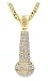 Xusamss Hip Hop Stainless Steel Microphone Pendant Crystal Necklace with 24 Inch Chain