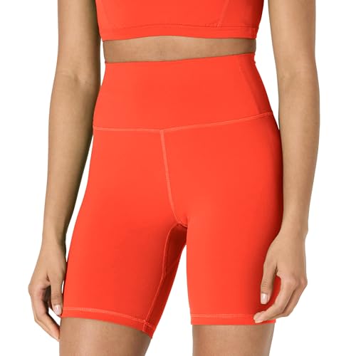 Amazon Essentials Leggings Cortos Deportivos FormFlex para Ciclismo y Yoga, Suaves, de Cintura Alta de 13 cm Mujer, Rojo Brillante, XS