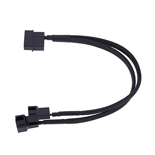 Vanpower 2Pcs 27cm Black Sleeved 4Pin IDE Molex to 2-Port 3Pin/4Pin Cooler Cooling Fan Splitter Power Cable