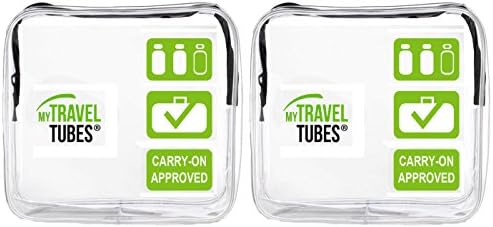 TSA Approved 3-1-1 Airline Carry On Clear Travel Toiletry Bag | Quart Sized (2 Pack Green Blk-Zip, Clear Green Black Zipper 2PK)