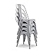 Belleze Set of (4) Vintage Style Dining Chairs Steel High Back Side (Silver)