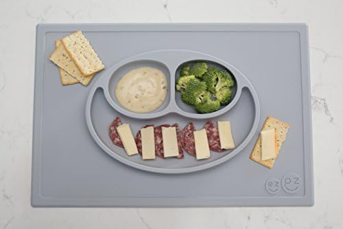 Silicone Menu Plate, Happy Mat, ezpz fun, Silicone Mat with Embedded Plate