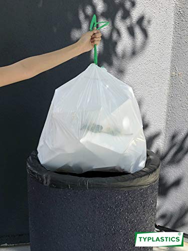 TYPLASTICS 30 Gallon Large White Drawstring Trash Bags - Industrial Garbage Bag - 72 Count - Thumbnail 4