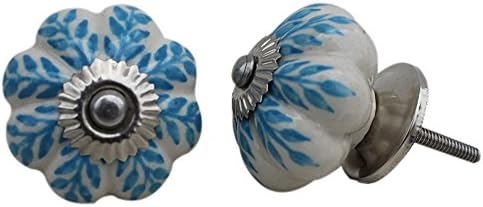 YourKart Interior Door Knobs Ceramic And Metal , Turquise, Set Of 10