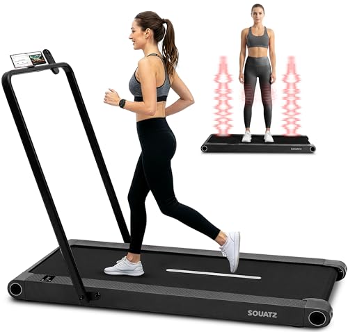 SQUATZ Caminadora Eléctrica Bajo Escritorio 3 en 1 con asa y Placas Vibradoras, Compacta con Pantalla LED, Soporte para Dispositivo, Motor Silencioso y Control Remoto para Casa u Oficina