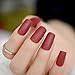 CoolNail Pure Wine Red Matte Fake Nails Carmine Frosted False Finger Nail Tips Square Top Nails Art For Bride Party Daily Wear