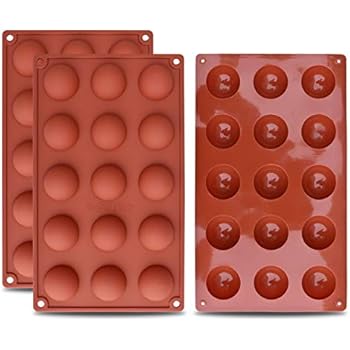 homEdge Small 15-Cavity Semi Sphere Silicone Mold, 3 Packs Baking Mold for Making Chocolate, Cake, Jelly, Dome Mousse