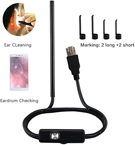 Ear Otoscope Borescope ,SMSWAB 3 in 1 USB Ear Pick Cleaning Camera Inspection Earwax Visual Tool for Android Micro/Windows PC/MAC with OTG UVC Function (Not support IOS) (1.0 Mega pixels)