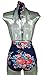 COCOSHIP Red Pink & Navy Blue Antigua Floral Retro One Piece Backless Bather Swimsuit Pin Up Swimwear Maillot L(FBA)