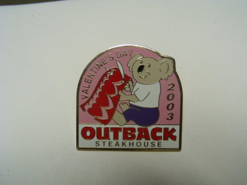 Outback Steakhouse Valentines 2003, Koala Trimming Hearts Lapel Pin
