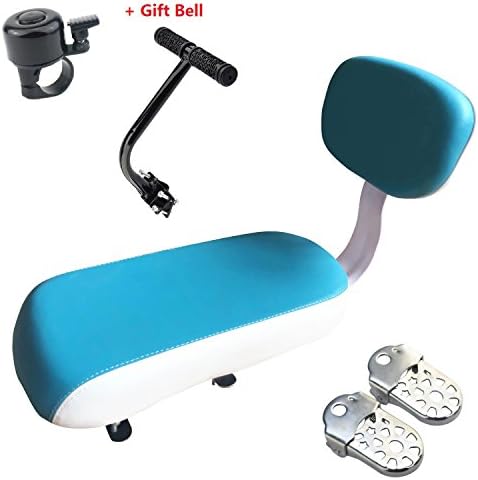 Child Bike Seat, VEY Kid Carrier Bicycle Baby Seat, Including Cushion and Backrest Handrail Footpegs (Blue Set)