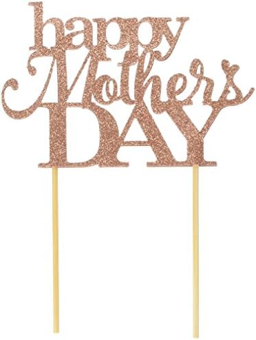 All About Details Happy Mother's Day Cake Topper (Copper), 4" height (plus 4" wood stick handles) and up to 6" width