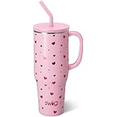 Swig Life 40oz Mega Mug, 40oz Tumbler with Handle and Straw, Extra Large Insulated Tumblers, Cup Holder Friendly Travel Mug (Sweethearts)