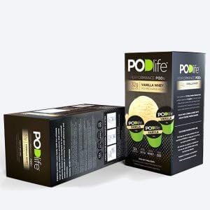 PODlife Premium Whey Protein Isolate and Concentrate Powder for Men and Women, Low Sugar and High Protein Post-Workout Supplement for Muscle Recovery, Incl. PODlife Shaker - 12 Vanilla Protein Pods